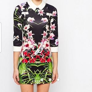 TED BAKER Dress in Mirrored Tropical Print